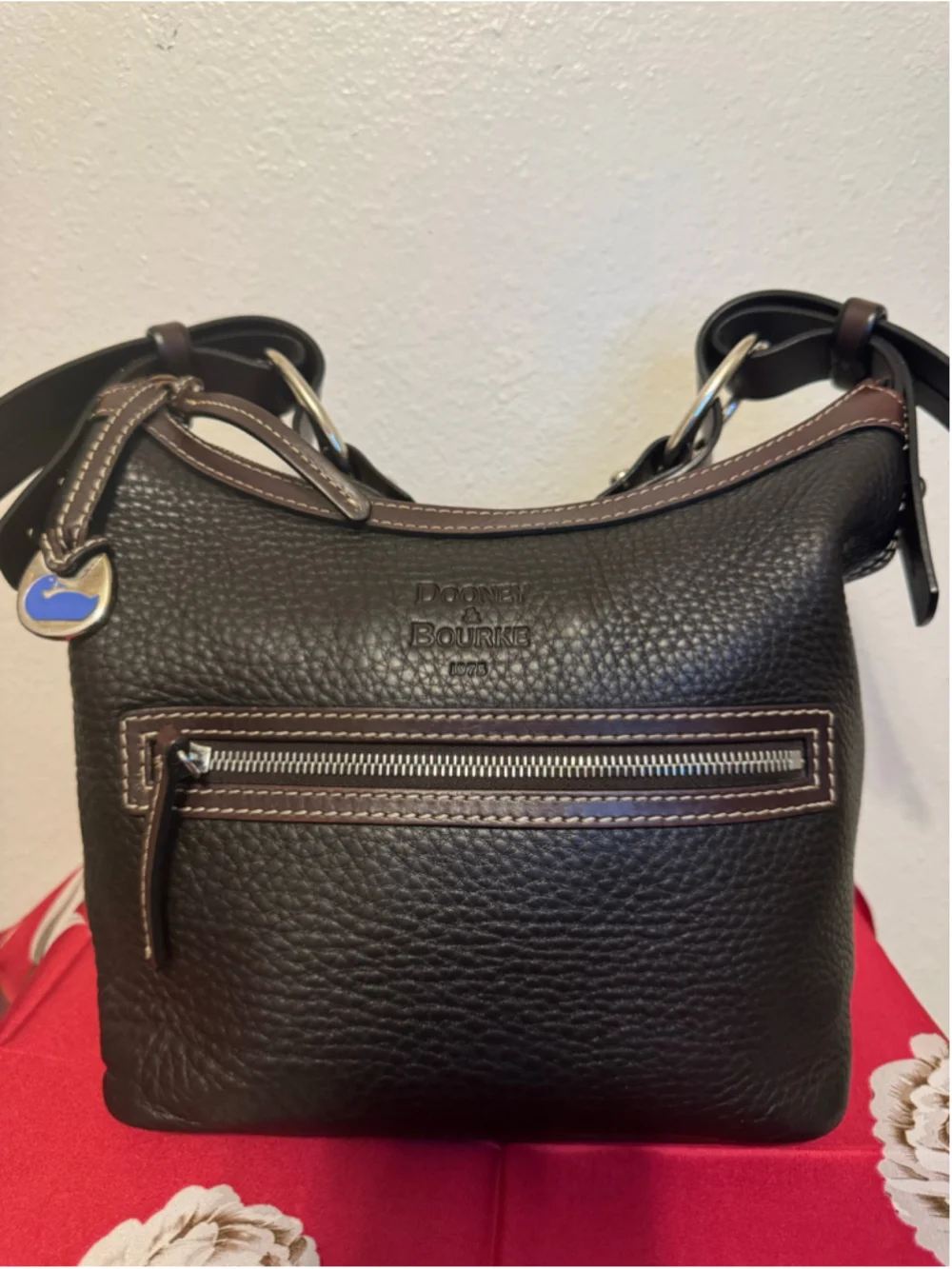 Dooney & Bourke black pebble leather HObO shoulder bag